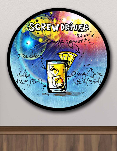 VINOXO Screw Driver Vintage Cocktail Wall Art Bar Decor Plaque