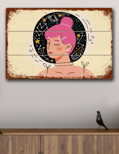 VINOXO Woman Framed Wall Art Decor Plaque - Woman Yoga Healing - Pink