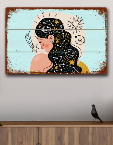 VINOXO Woman Framed Wall Art Decor Plaque - Woman Yoga Healing - Yellow