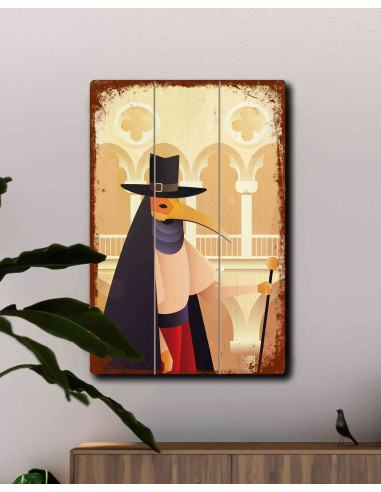 VINOXO wooden framed wall art plaque styled in a hallway