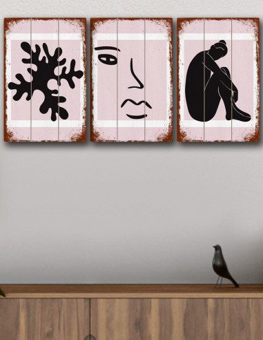 VINOXO Matisse Framed Wall Art Decor Plaque - Women - Set of 3