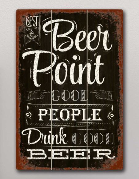 VINOXO chalkboard Beer Point bar wall art plaque, front view