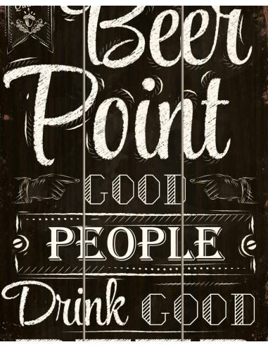 Beer Point chalkboard-style bar sign, angled detail