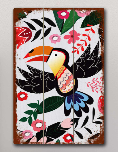 VINOXO Vintage Boho Wall Art Decor Plaque - Birds - Black