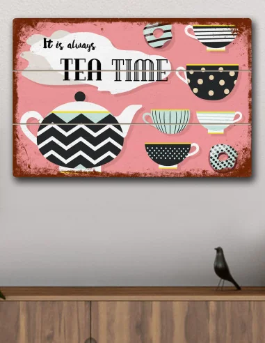 VINOXO Cafe Wall Art Painting Frame - Its Always Tea Time