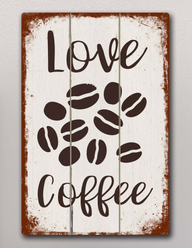 VINOXO Vintage Wooden Framed Coffee Wall Art Decor Plaque - Love Coffee