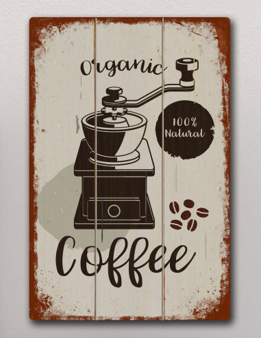 VINOXO Vintage Wooden Framed Coffee Wall Art Decor Plaque - Organic Coffee