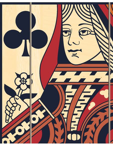 Detail of the clean flat profile of the Queen of Clubs wall art card