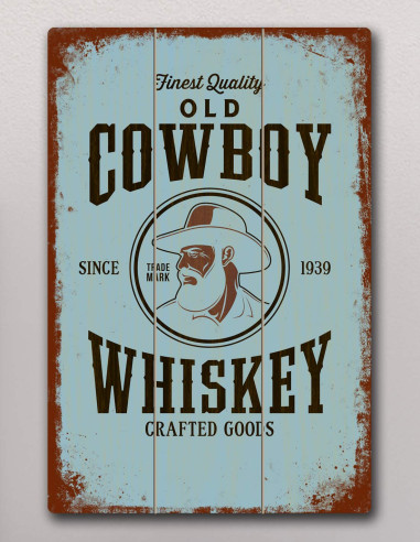VINOXO Vintage Framed Bar Wall Art Decor Poster - Cowboy Whiskey
