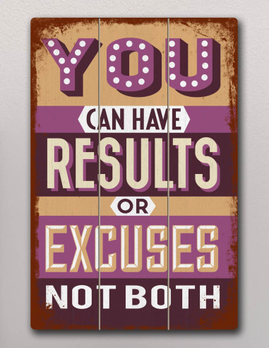 VINOXO Vintage Motivational Quotes Wall Art Frames - Results or Excuses