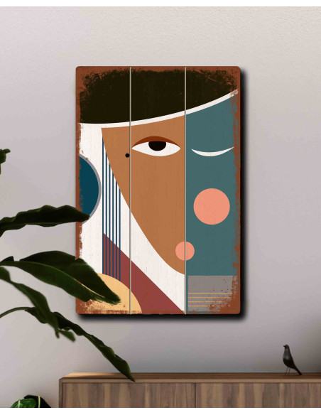 VINOXO abstract face with hat — large wall art for modern living spaces VINOXO abstract face with hat — large wall art for modern living spaces