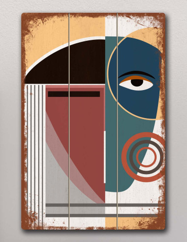 VINOXO Vintage Abstract Framed Wall Art Decor Plaque - Abstract Face