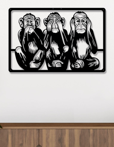 VINOXO Metal Three Wise Monkeys Wall Hanging Art Decor