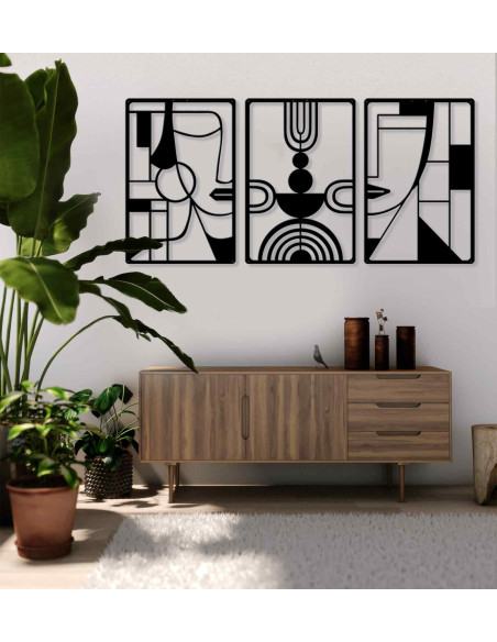 VINOXO Modern Boho Metal Wall Art Set of 3 Abstract Wall Hanging for Living Room Bedroom
