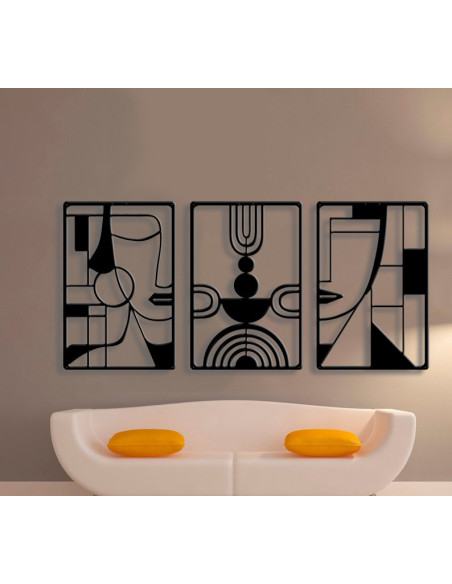 VINOXO Modern Boho Metal Wall Art Set of 3 Abstract Wall Hanging for Living Room Bedroom