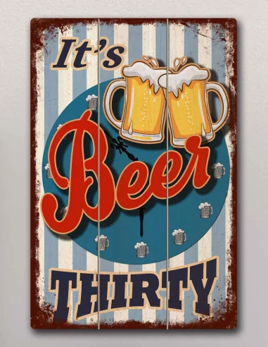 VINOXO Vintage Wooden Bar Wall Art Decor Painting - Its Beer Thirty