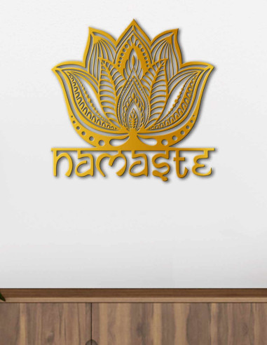 VINOXO Metal Lotus With Namaste Wall Hanging Art Decor For Living Room