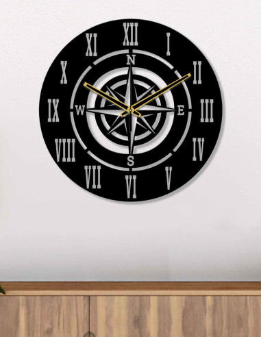 VINOXO Vintage Metal Analogue Wall Clock - Roman Nautical