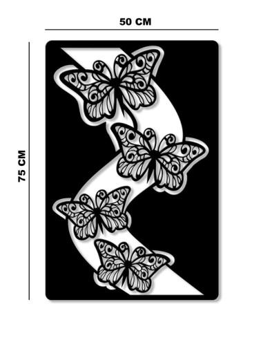 White metal butterfly wall decor against a neutral wall