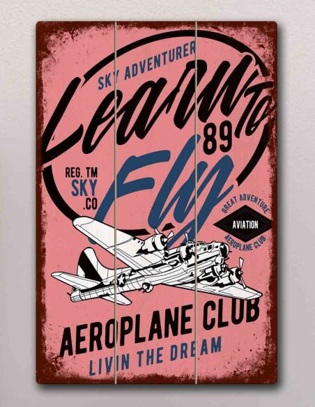 VINOXO Vintage Military Wall Art Decor Painting – Aeroplane Club plaque