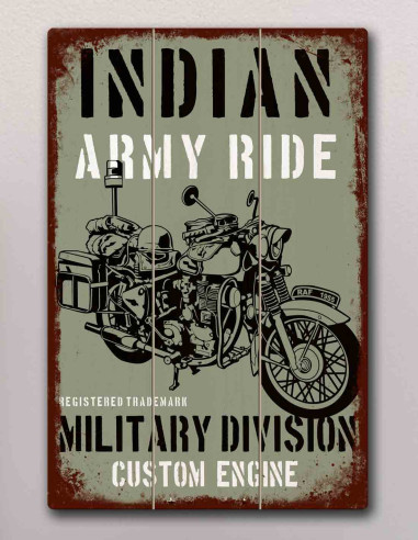 VINOXO Vintage Military Wall Art Decor Painting - Indian Army Ride