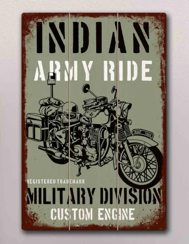 VINOXO Vintage Military Wall Art Decor Painting - Indian Army Ride