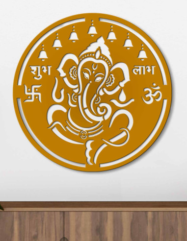 VINOXO Ganesha Shubh Labh Metal Wall Hanging Art Decor