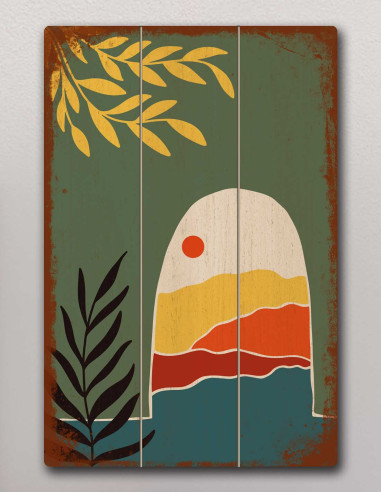 VINOXO Boho Framed Wall Art Decor Plaque - New Dawn - Abstract - Foliage