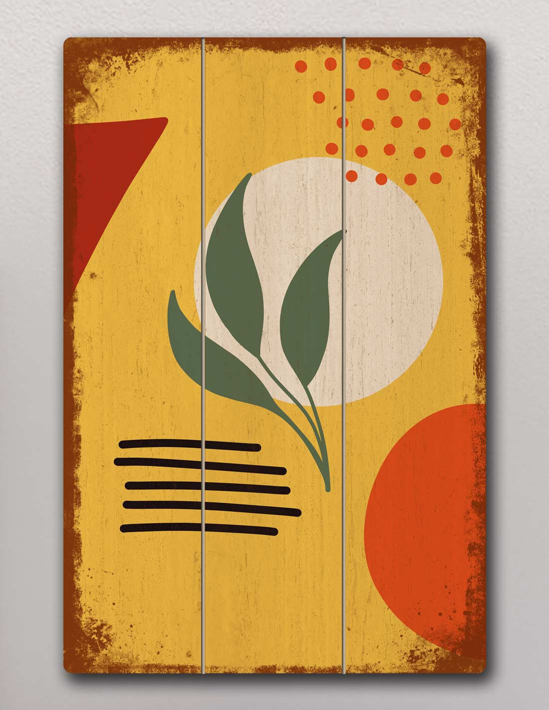 VINOXO Boho Framed Wall Art Decor Plaque - Sunrise Foliage Yellow