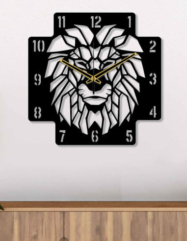 VINOXO Vintage Metal Analogue Wall Clock - Lion