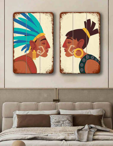 VINOXO Kissing Couple Wall Art Painting For Bedroom - King and Queen Set of 2