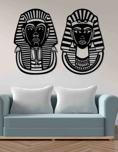 VINOXO Metal Egyptian Wall Art Decor - Pharaoh King Queen Set of 2