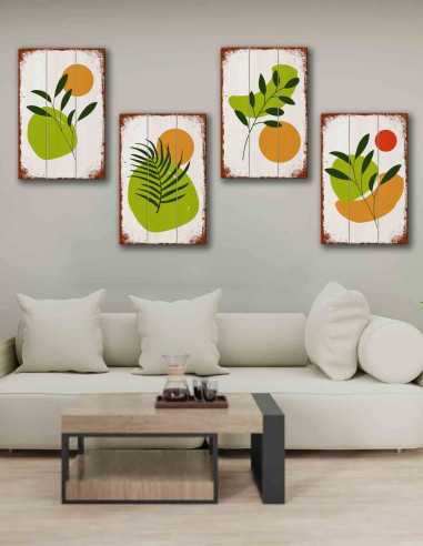 VINOXO Boho Leaf Painting - Set of 4