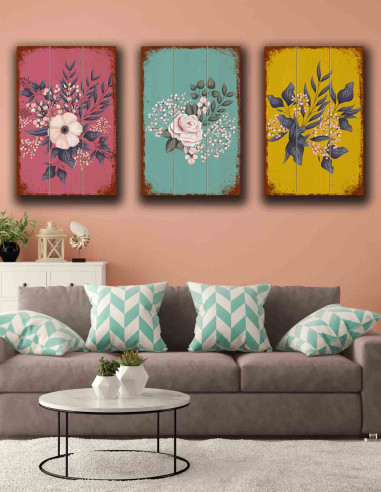 VINOXO Abstract Colorful Flower Painting - Set of 3