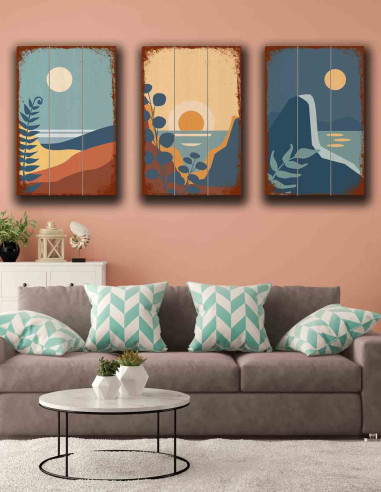 VINOXO Sun And Moon Framed Wall Art - Set of 3