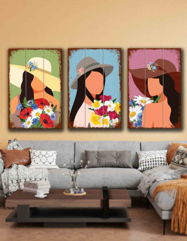 VINOXO Woman Face Abstract Painting - Set of 3