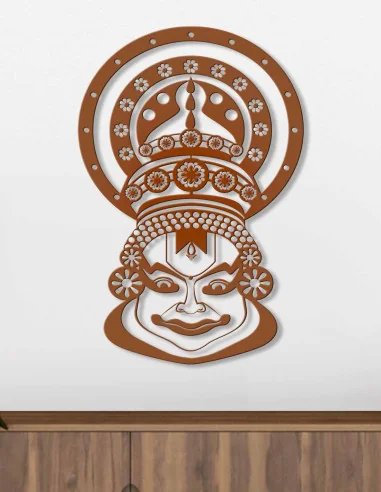 VINOXO Metal Kathakali Face Mask Wall Hanging Mandala Art