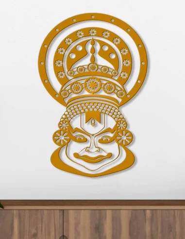 VINOXO Metal Kathakali Face Mask Wall Hanging Mandala Art