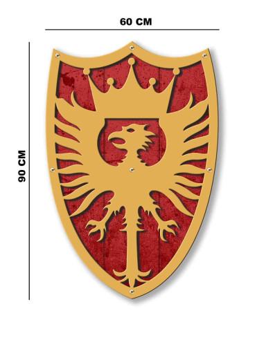 Royal Crest vintage shield wall art scaled on a feature wall in a reception area