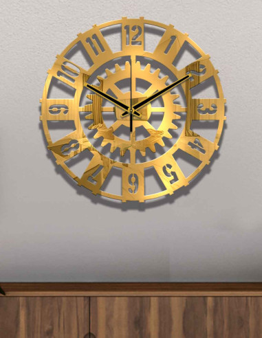 VINOXO Vintage Metal Analogue Wall Clock - Traditional Gear Wheel