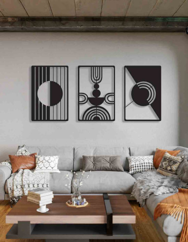 VINOXO Metal Boho Wall Hanging Art Decor For Living Room - Moon - Set of 3