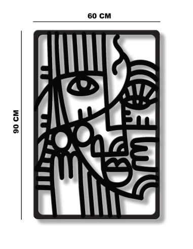 Boho inspired line art face wall decor for living room