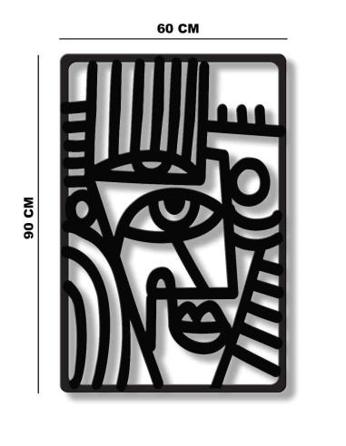 Modern metal wall decor with abstract line art faces
