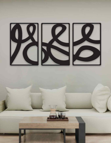 VINOXO Metal Boho Wall Hanging Art Decor For Living Room - Continuity - Set of 3