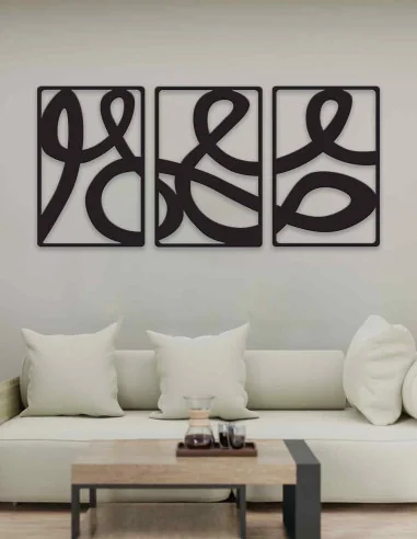 VINOXO Metal Simple Design Wall Art Decor For Living Room - Continuity - Set of 3