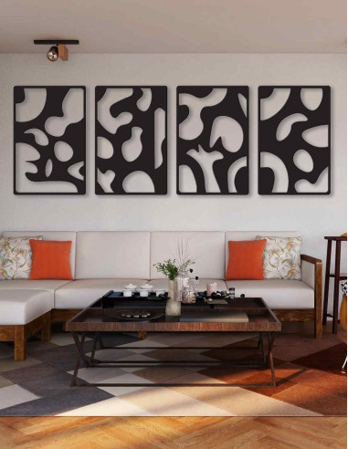 VINOXO Metal Boho Wall Hanging Art Decor For Living Room - Lakes - Set of 4