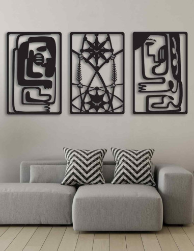 VINOXO Star Couple Metal Boho Wall Hanging Art Decor For Living Room - Set of 3