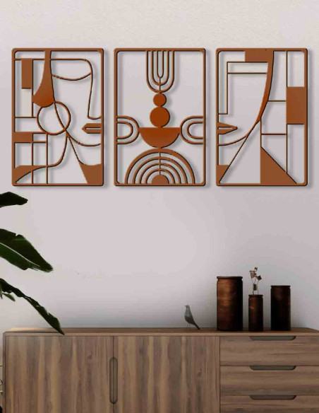 VINOXO Modern Boho Metal Wall Art Set of 3 Abstract Wall Hanging for Living Room Bedroom