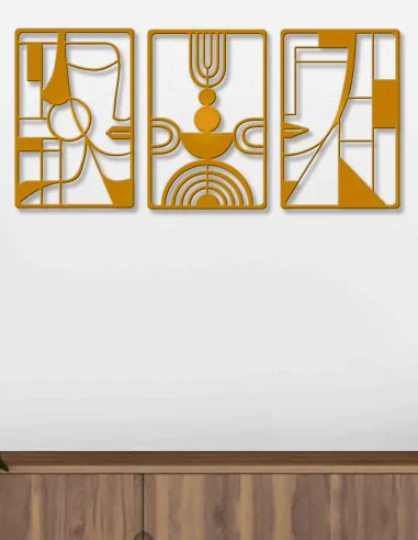 VINOXO Woman Metal Boho Wall Hanging Art Decor For Living Room - Set of 3