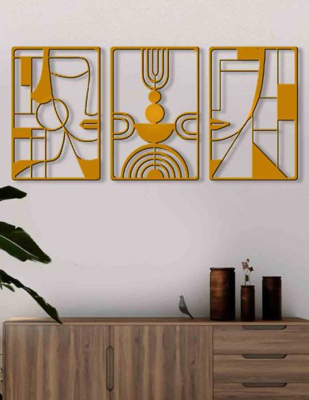 VINOXO Modern Boho Metal Wall Art Set of 3 Abstract Wall Hanging for Living Room Bedroom